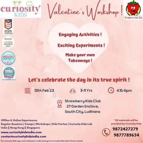 Valentine’s Workshop: Strawberry Kids Club, South City, Ldh: 13th Feb’23
