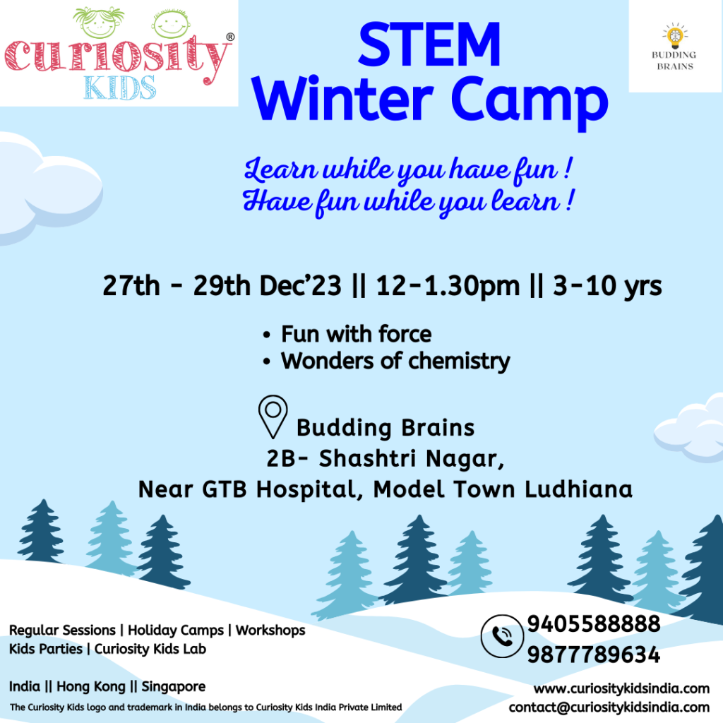 Winter Camp: Budding Brains, Ludhiana: 27th-29th Dec’23: Click on the image to enrol