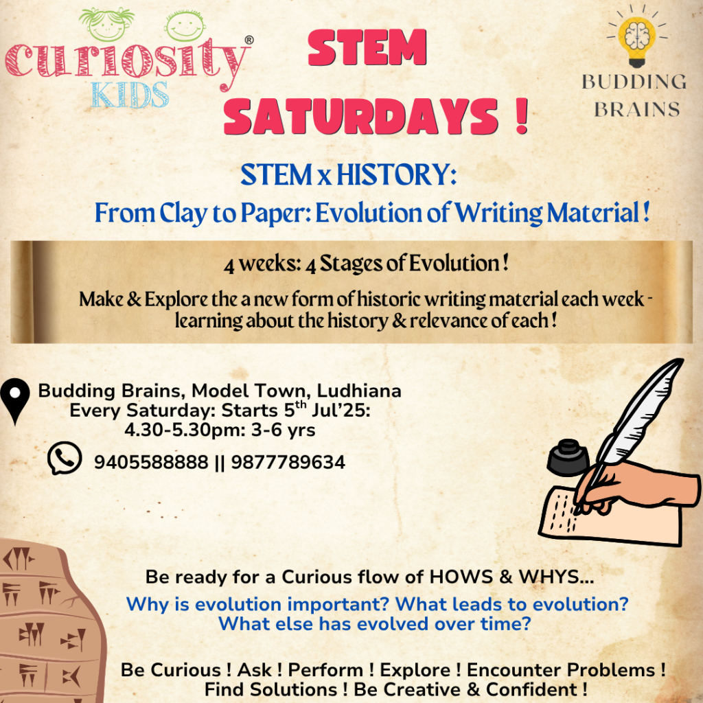 July 2025 weekend sessions: Budding Brains, Ludhiana: 5th, 12th, 19th, 26th July’25 : 4.30-5.30pm: Click to enrol