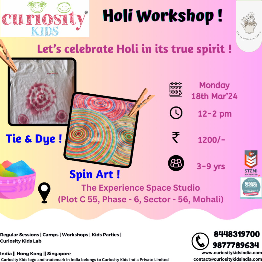 Holi Workshop: The Experience Space, Mohali, 18th Mar’24: Click on the image to enrol