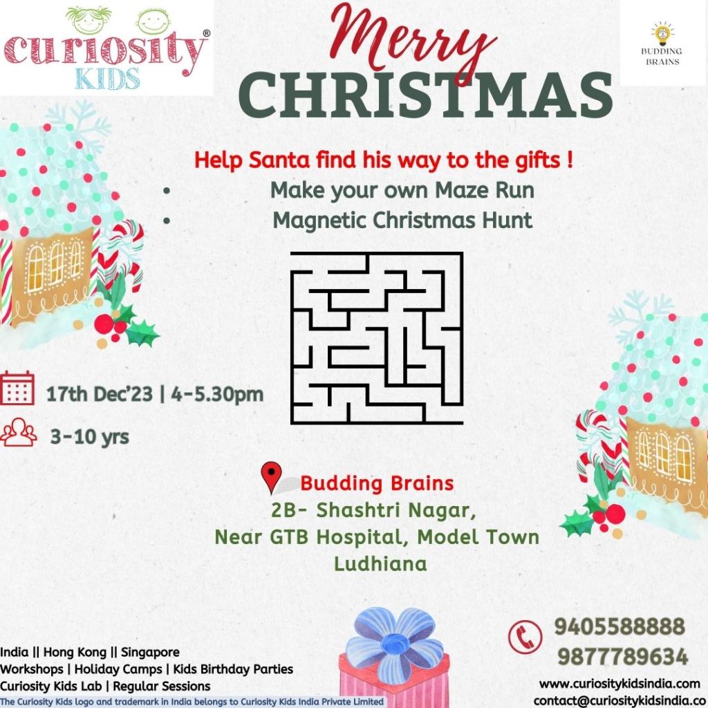 Christmas Workshop: Budding Brains, Ludhiana: 17th Dec’23: Click on the image to enrol