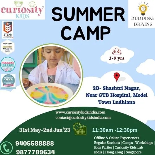 Summer Camp: Budding Brains, Model Town, Ldh: 31st May-2nd Jun’23: To enrol: click on the image below