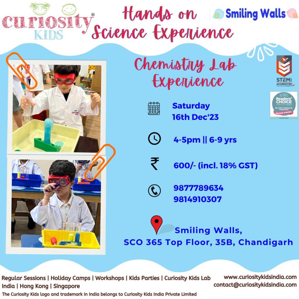Chemistry Lab Experience: Smiling Walls, Chandigarh: 16th Dec’23: Click on the image to enrol