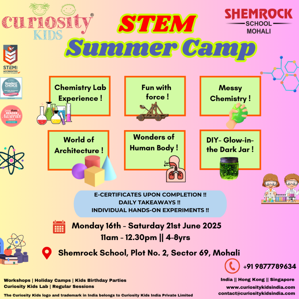 Summer Camp: Shemrock School, Mohali: Monday, 16th – Saturday, 21st June 2025: click on the image to enrol
